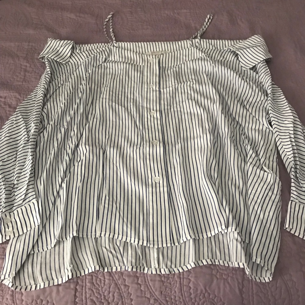 Cold Shoulder Button Up Top